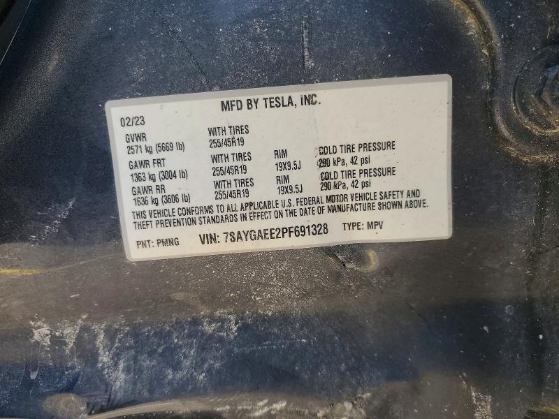 2023 Tesla Model Y მანქანა იყიდება აუქციონზე, vin: 7SAYGAEE2PF691328, აუქციონის ნომერი: 58387066