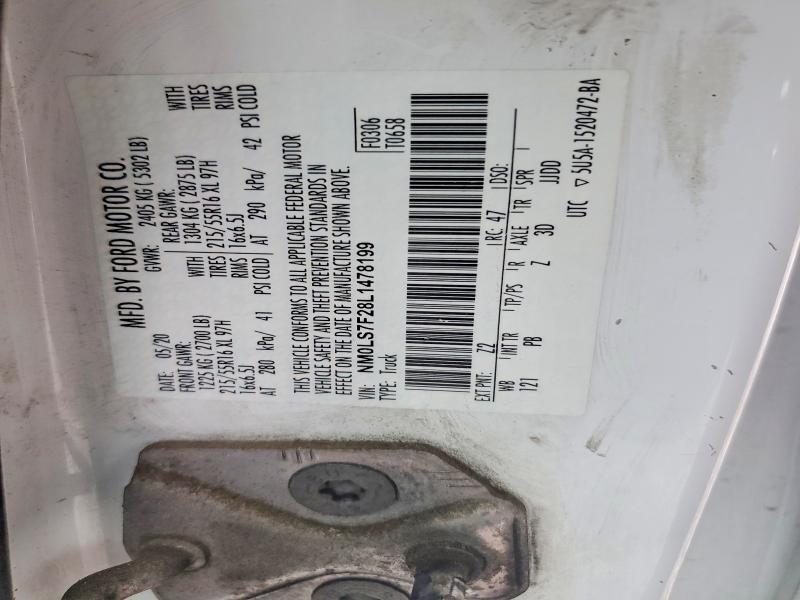 2020 Ford Transit Connect მანქანა იყიდება აუქციონზე, vin: NM0LS7F28L1478199, აუქციონის ნომერი: 57199756