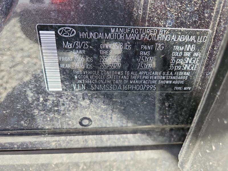 2023 Hyundai Santa Fe მანქანა იყიდება აუქციონზე, vin: 5NMS3DA16PH007995, აუქციონის ნომერი: 55495686