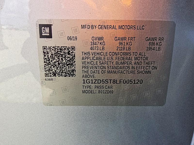 57590216 :رقم المزاد ، 1G1ZD5ST8LF005120 vin ، 2020 Chevrolet Malibu مزاد بيع