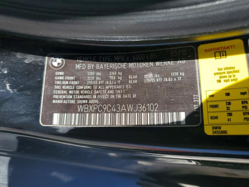 Продажа на аукционе авто 2010 Bmw X3, vin: WBXPC9C43AWJ36102, номер лота: 56868826