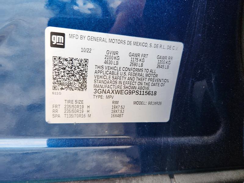55351696 :رقم المزاد ، 3GNAXWEG9PS115618 vin ، 2023 Chevrolet Equinox مزاد بيع