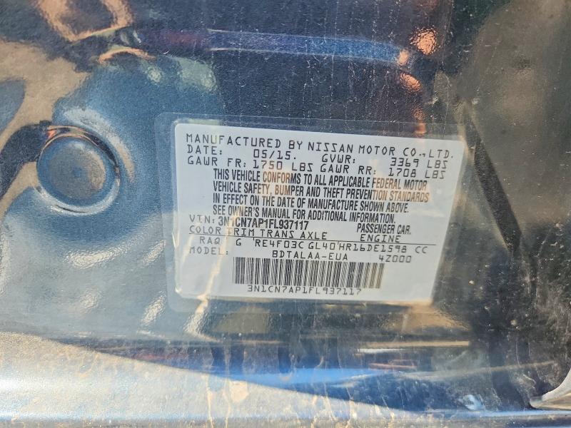 Продаж на аукціоні авто 2015 Nissan Versa, vin: 3N1CN7AP1FL937117, номер лоту: 58110966