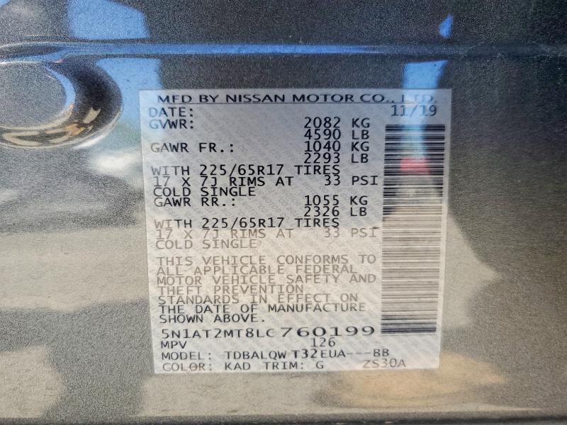 54286966 :رقم المزاد ، 5N1AT2MT8LC760199 vin ، 2020 Nissan Rogue مزاد بيع