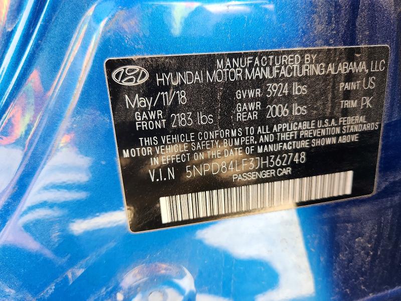 Aukcja sprzedaży 2018 Hyundai Elantra, vin: 5NPD84LF3JH362748, numer aukcji: 54975696