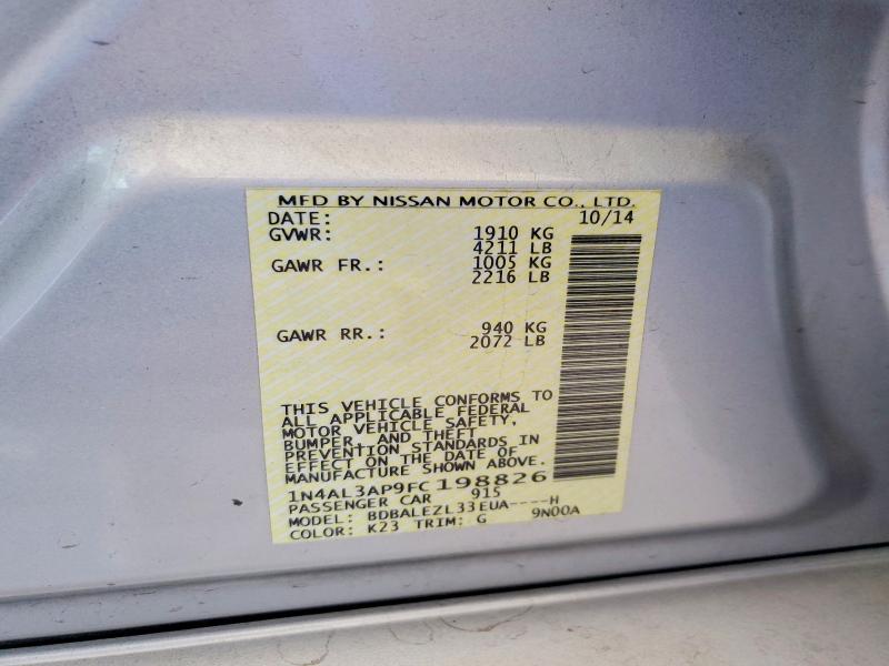 Aukcja sprzedaży 2015 Nissan Altima, vin: 1N4AL3AP9FC198826, numer aukcji: 85609815