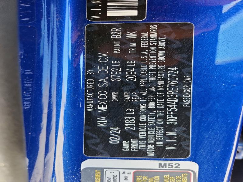56191996 :رقم المزاد ، 3KPF54AD3RE760724 vin ، 2024 Kia Forte مزاد بيع