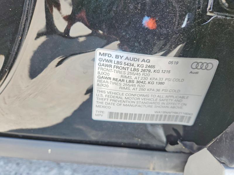 Aukcja sprzedaży 2019 Audi Q5, vin: WA1BNAFY6K2116043, numer aukcji: 85616885