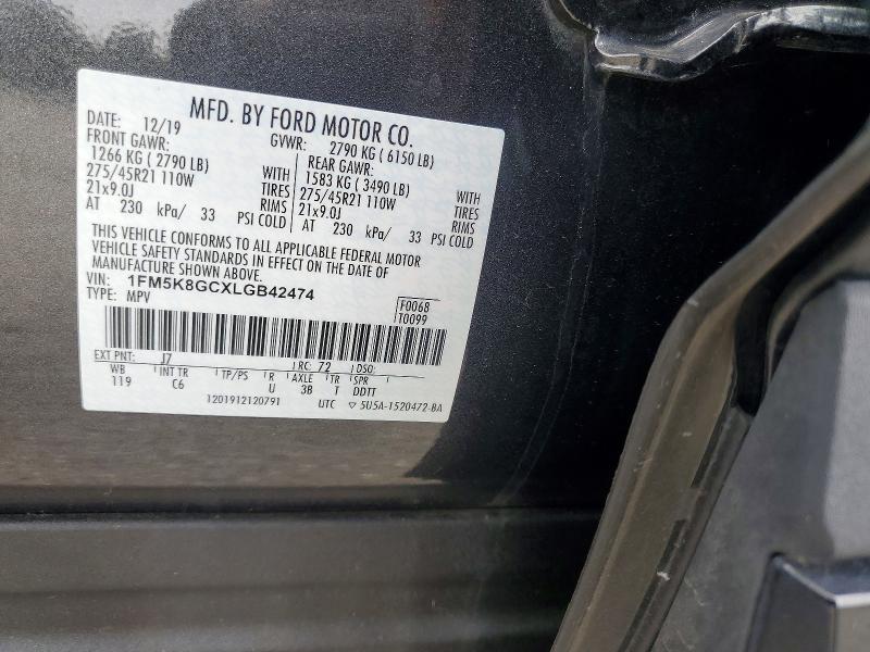 Aukcja sprzedaży 2020 Ford Explorer, vin: 1FM5K8GCXLGB42474, numer aukcji: 56137956