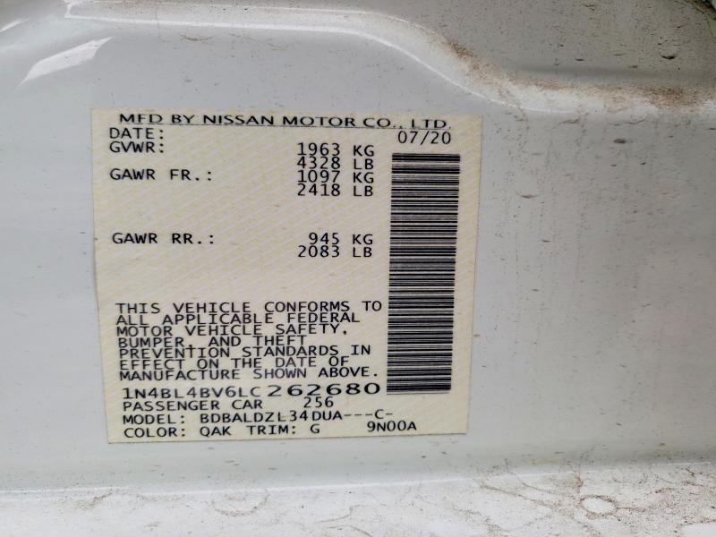 Продаж на аукціоні авто 2020 Nissan Altima, vin: 1N4BL4BV6LC262680, номер лоту: 56887536