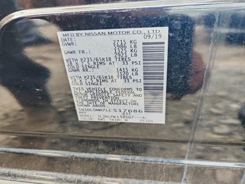 55503936 :رقم المزاد ، 5N1DL0MM7LC517686 vin ، 2020 Infiniti Qx60 مزاد بيع