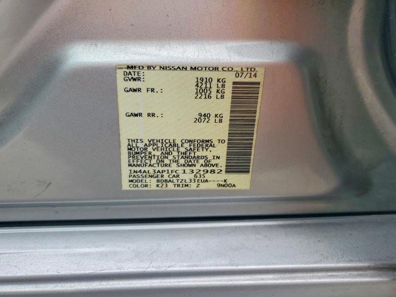 56842756 :رقم المزاد ، 1N4AL3AP1FC132982 vin ، 2015 Nissan Altima مزاد بيع