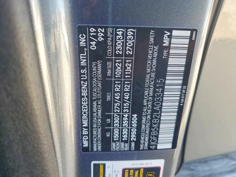 2020 Mercedes-benz Gle მანქანა იყიდება აუქციონზე, vin: 4JGFB5KB2LA033415, აუქციონის ნომერი: 57022936