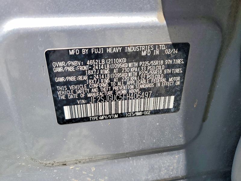 Продажа на аукционе авто 2015 Subaru Forester, vin: JF2SJGUC5FH406497, номер лота: 58006216