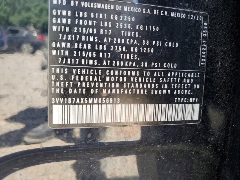 56804066 :رقم المزاد ، 3VV1B7AX5MM056913 vin ، 2021 Volkswagen Tiguan مزاد بيع