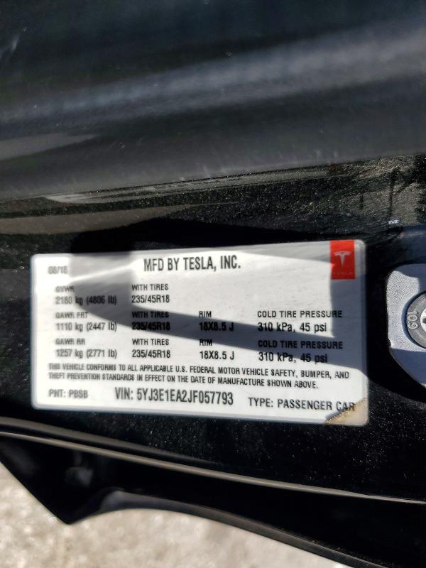 Продаж на аукціоні авто 2018 Tesla Model 3, vin: 5YJ3E1EA2JF057793, номер лоту: 56618596