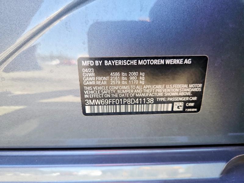 Aukcja sprzedaży 2023 Bmw 330i, vin: 3MW69FF01P8D41138, numer aukcji: 57434696