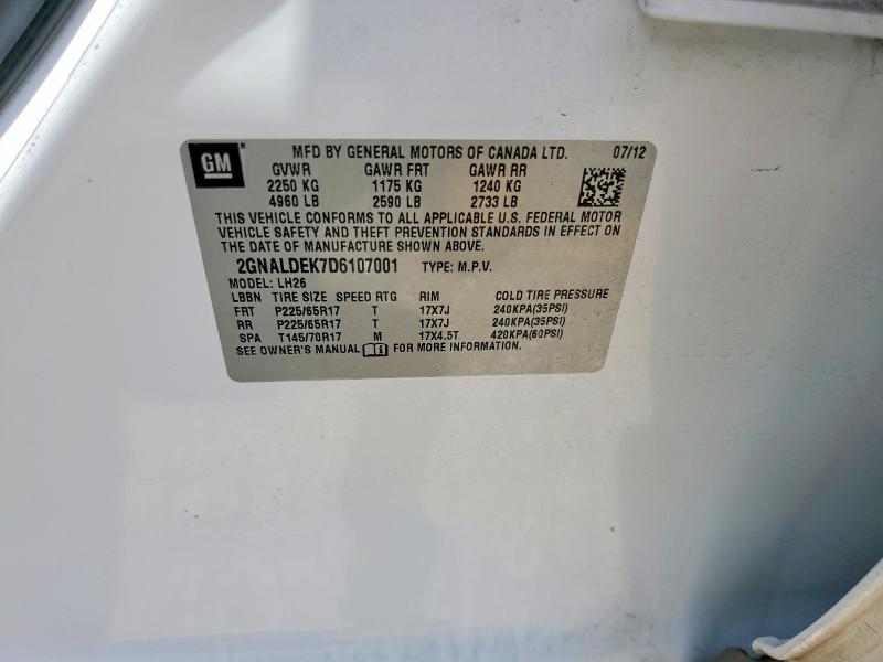 Продажа на аукционе авто 2013 Chevrolet Equinox, vin: 2GNALDEK7D6107001, номер лота: 56832696