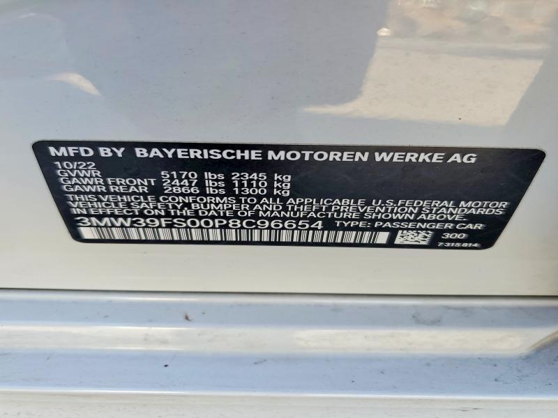Продаж на аукціоні авто 2023 Bmw 330xe, vin: 3MW39FS00P8C96654, номер лоту: 58820996