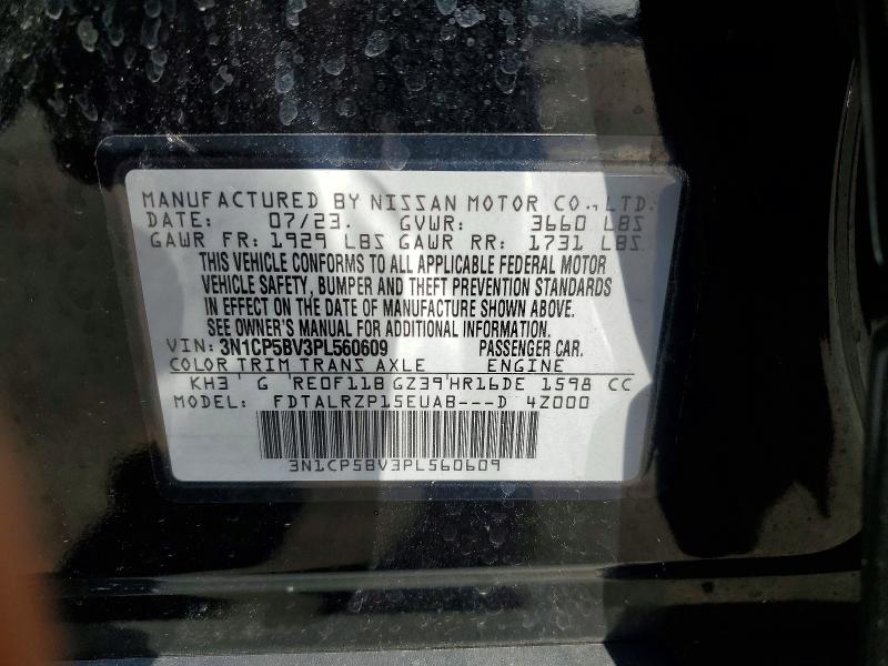 2023 Nissan Kicks მანქანა იყიდება აუქციონზე, vin: 3N1CP5BV3PL560609, აუქციონის ნომერი: 57465316