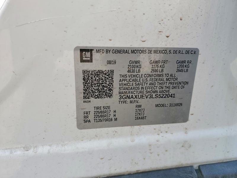 Продажа на аукционе авто 2020 Chevrolet Equinox, vin: 3GNAXUEV3LS522041, номер лота: 57820936