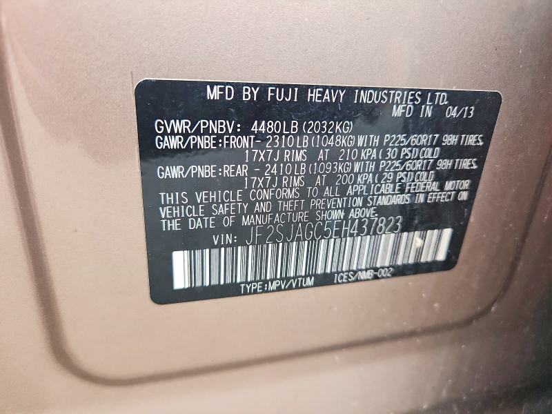 Продажа на аукционе авто 2014 Subaru Forester, vin: JF2SJAGC5EH437823, номер лота: 85632525