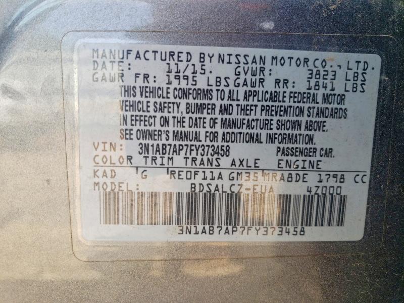 Aukcja sprzedaży 2015 Nissan Sentra, vin: 3N1AB7AP7FY373458, numer aukcji: 57317446