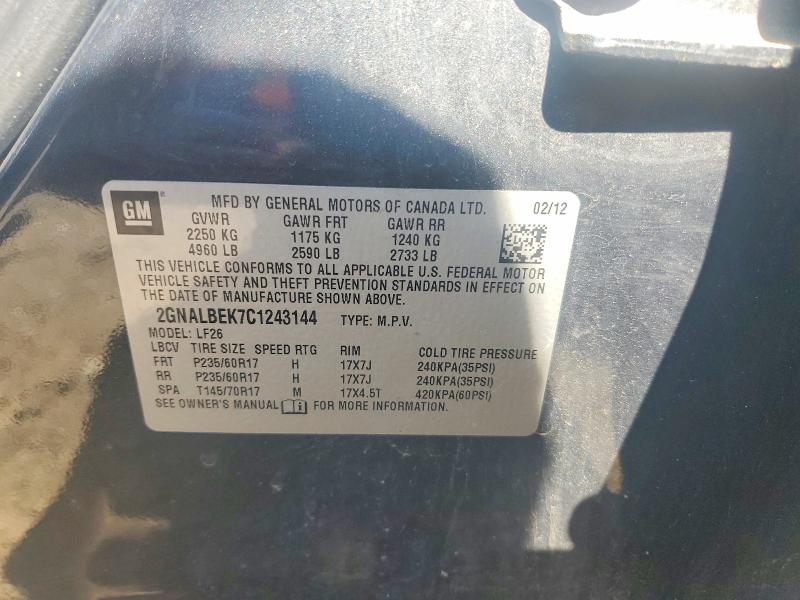 Продажа на аукционе авто 2012 Chevrolet Equinox, vin: 2GNALBEK7C1243144, номер лота: 55512016