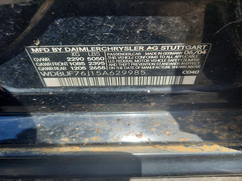 Aukcja sprzedaży 2005 Mercedes-benz E, vin: WDBUF76J15A629985, numer aukcji: 59153986