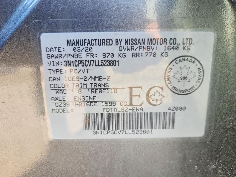 Продажа на аукционе авто 2020 Nissan Kicks, vin: 3N1CP5CV7LL523801, номер лота: 57200186