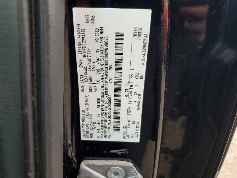 Продаж на аукціоні авто 2018 Ford Escape, vin: 1FMCU9GD5JUD38062, номер лоту: 58301036