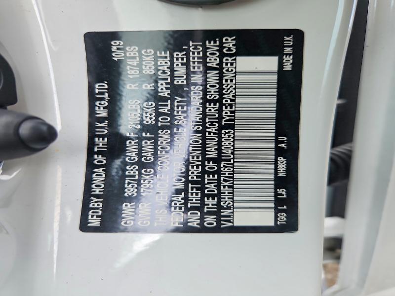 Продаж на аукціоні авто 2020 Honda Civic, vin: SHHFK7H67LU408053, номер лоту: 55353406
