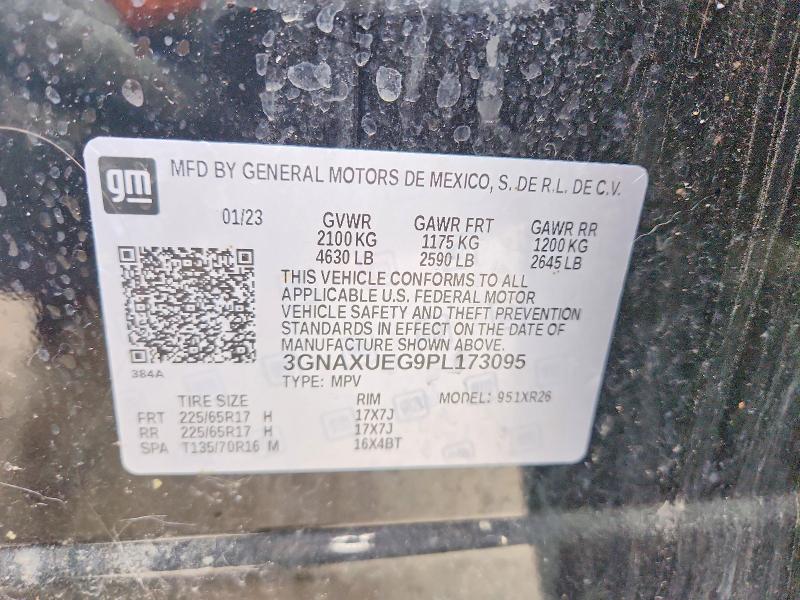 57879986 :رقم المزاد ، 3GNAXUEG9PL173095 vin ، 2023 Chevrolet Equinox مزاد بيع