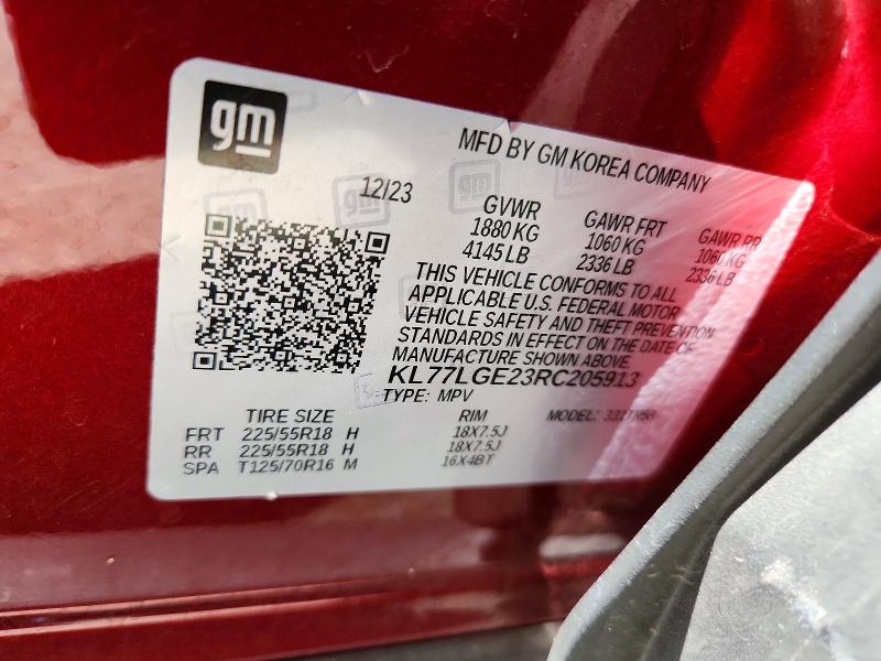 Продажа на аукционе авто 2024 Chevrolet Trax, vin: KL77LGE23RC205913, номер лота: 56105596