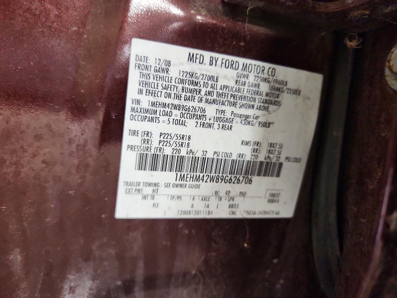 Auction sale of the 2009 Mercury Sable, vin: 1MEHM42W89G626706, lot number: 57670386