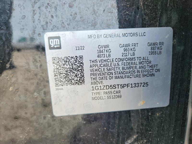 Продаж на аукціоні авто 2023 Chevrolet Malibu, vin: 1G1ZD5ST5PF133725, номер лоту: 57401486
