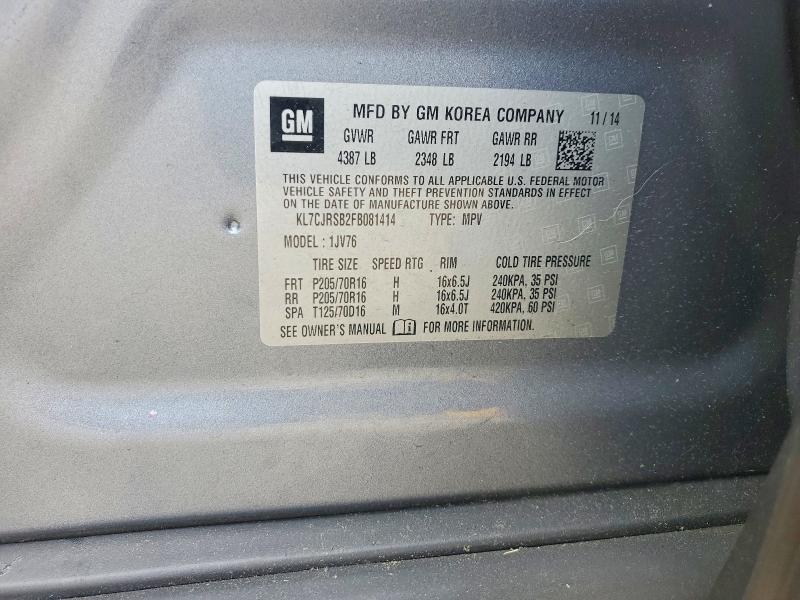 56217986 :رقم المزاد ، KL7CJRSB2FB081414 vin ، 2015 Chevrolet Trax مزاد بيع