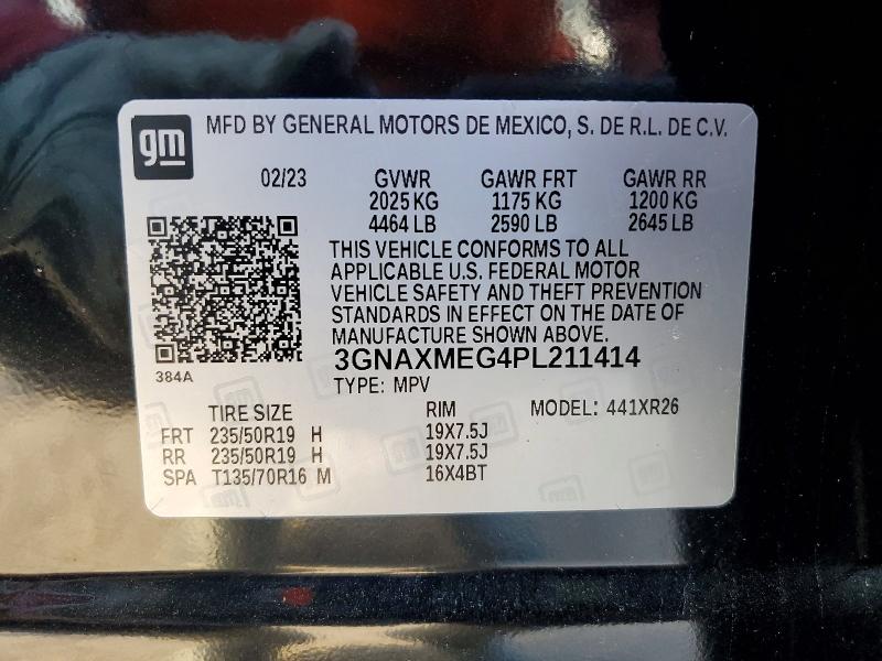 Aukcja sprzedaży 2023 Chevrolet Equinox, vin: 3GNAXMEG4PL211414, numer aukcji: 56708506