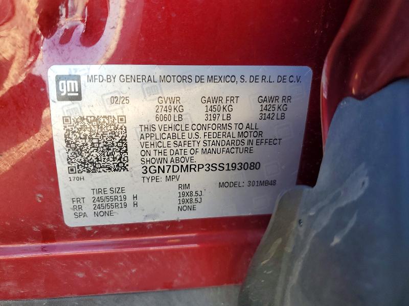 Aukcja sprzedaży 2025 Chevrolet Equinox, vin: 3GN7DMRP3SS193080, numer aukcji: 56955636