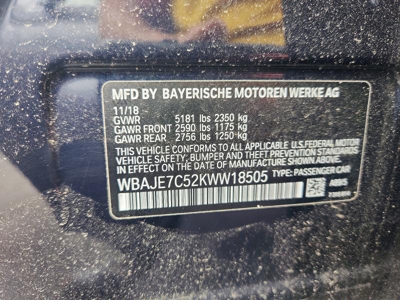 55635416 :رقم المزاد ، WBAJE7C52KWW18505 vin ، 2019 Bmw 540 مزاد بيع