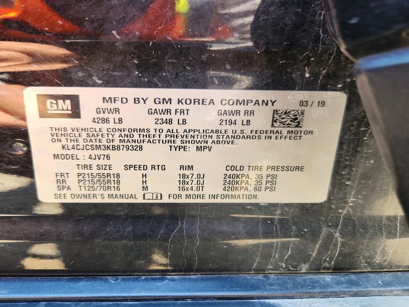 55865446 :رقم المزاد ، KL4CJCSM3KB879328 vin ، 2019 Buick Encore مزاد بيع