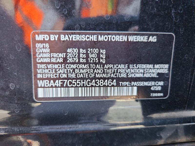 55622346 :رقم المزاد ، WBA4F7C55HG438464 vin ، 2017 Bmw 430i مزاد بيع