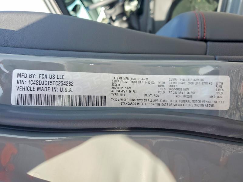 58902476 :رقم المزاد ، 1C4SDJCT5TC254282 vin ، 2026 Dodge Durango مزاد بيع