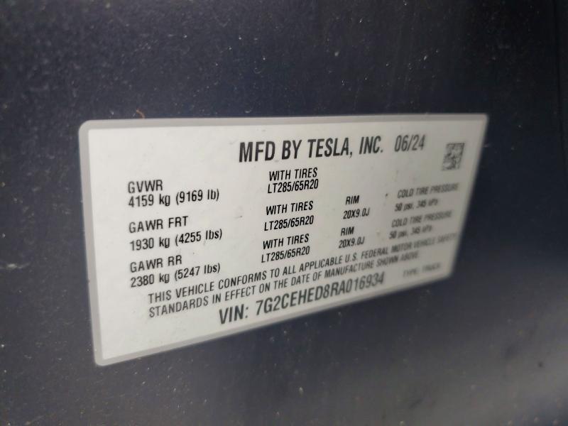 2024 Tesla Cybertruck მანქანა იყიდება აუქციონზე, vin: 7G2CEHED8RA016934, აუქციონის ნომერი: 55727516