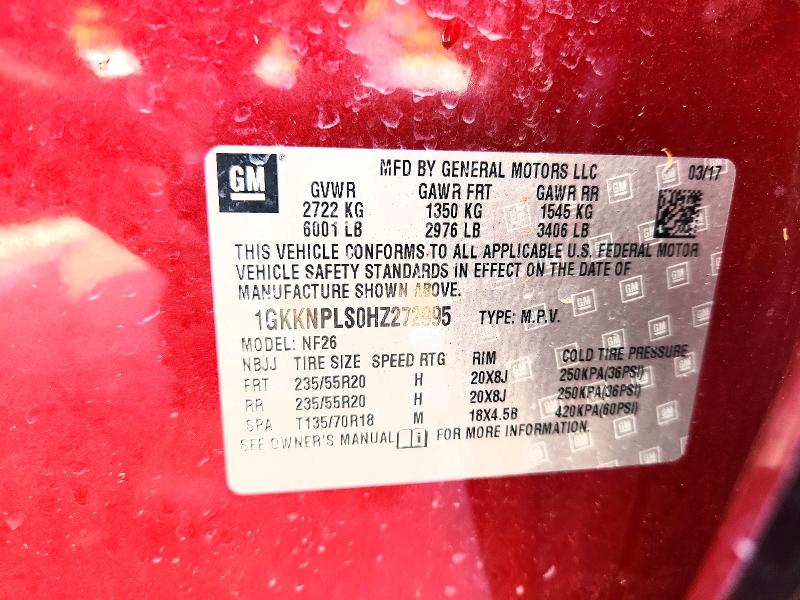 Продажа на аукционе авто 2017 Gmc Acadia, vin: 1GKKNPLS0HZ272995, номер лота: 58002756