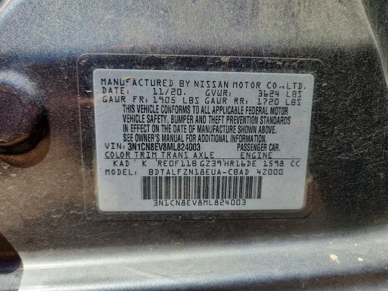 Продажа на аукционе авто 2021 Nissan Versa, vin: 3N1CN8EV8ML824003, номер лота: 55966476