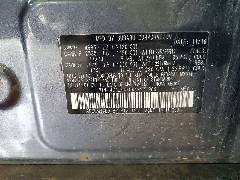 Продажа на аукционе авто 2019 Subaru Outback, vin: 4S4BSAFC6K3271989, номер лота: 56189636