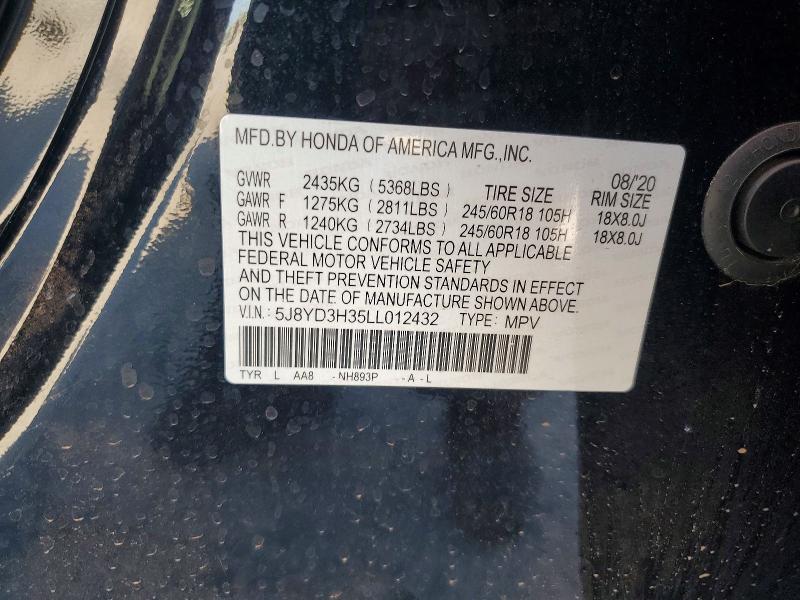 Aukcja sprzedaży 2020 Acura Mdx, vin: 5J8YD3H35LL012432, numer aukcji: 57520986