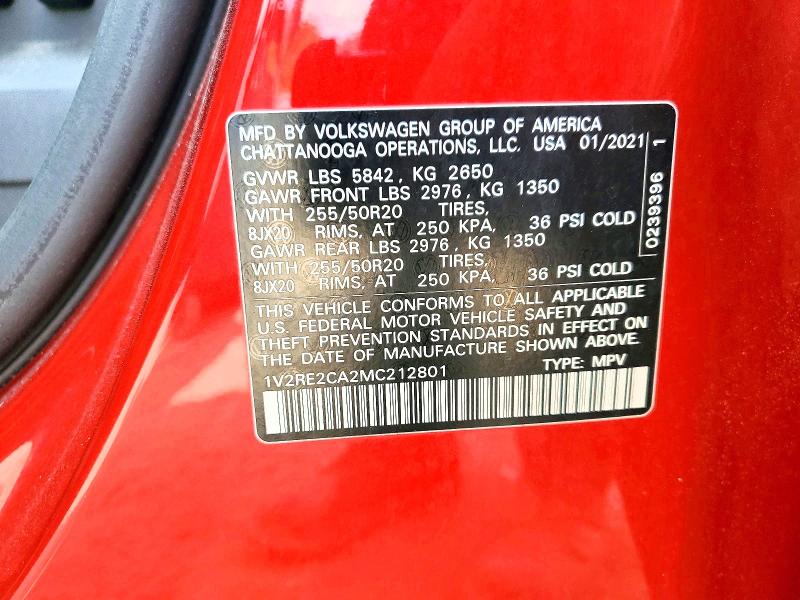 Продаж на аукціоні авто 2021 Volkswagen Atlas Cross Sport, vin: 1V2RE2CA2MC212801, номер лоту: 57817986