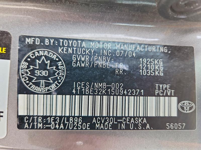 Aukcja sprzedaży 2005 Toyota Camry, vin: 4T1BE32K15U942371, numer aukcji: 55735136
